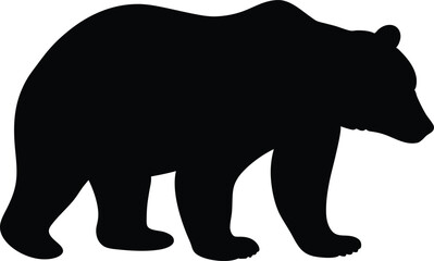 Bear silhouette vector, Grizzly bear or polar bear silhouette vector, animal silhouette