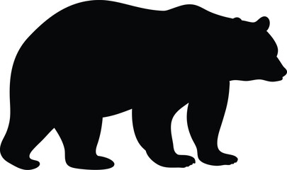 Bear silhouette vector, Grizzly bear or polar bear silhouette vector, animal silhouette