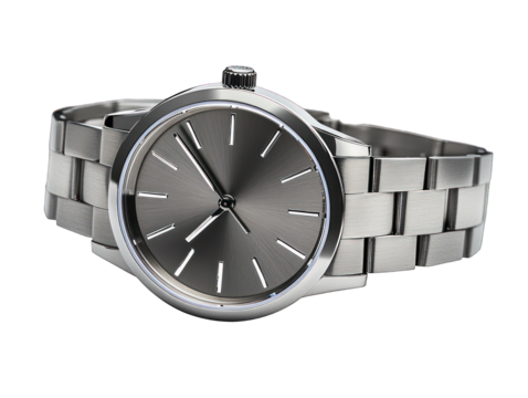Stainless steel wristwatch isolated on white