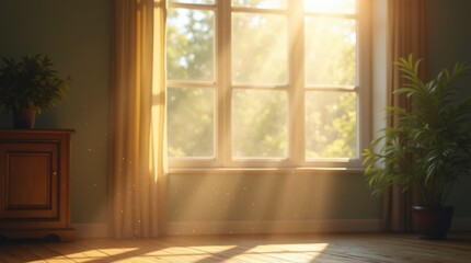 Fototapeta premium dust particles visible in sunlight streaming through a window