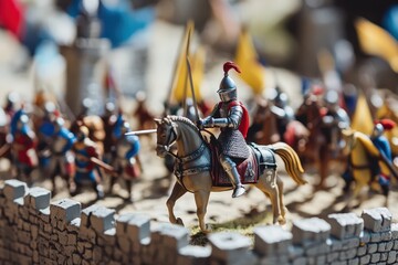 Obraz premium Medieval Knight on Horseback in Battle Diorama