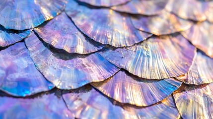Obraz premium Close-Up of Iridescent Fish Scales in Natural Light