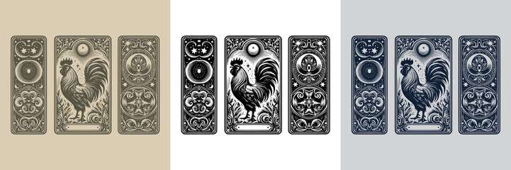 fierce rooster playing card tattoo design © iqbal