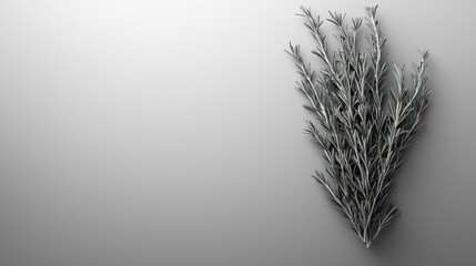 Fototapeta premium Abstract Monochromatic Plant Formation Digital Art: Minimalist Gray Background