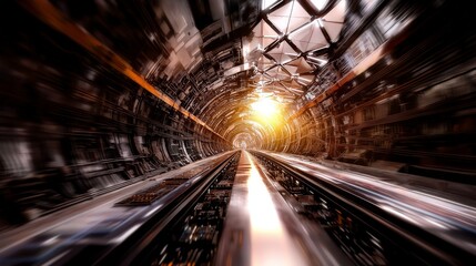 Futuristic High Speed Rail Tunnel  Metaverse Travel  Technology  Speed  Innovation