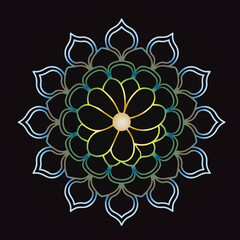 Vibrant colored floral mandala vector art illustration
