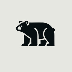 Obraz premium very simple flat and minimalist Black Bear silhouette in black on a white background