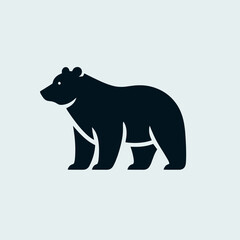 Fototapeta premium very simple flat and minimalist Black Bear silhouette in black on a white background