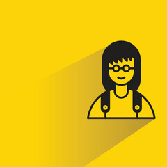 girl character with shadow on yellow background