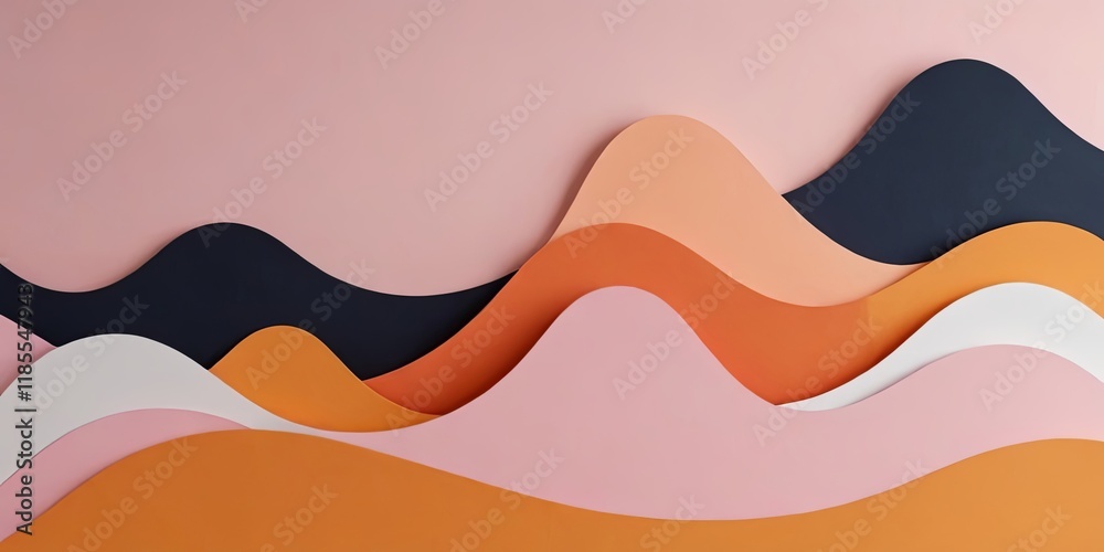 Poster a colorful mountain range with a pink background