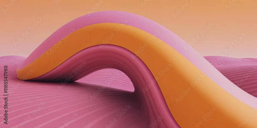 Poster A pink and orange object with a curved shape