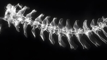2. **An X-ray of a human ribcage and spine, highlighting bone structure and alignment.**