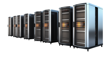 High-tech server room with multiple powerful computer servers