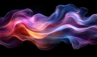 Fototapeta premium A vibrant, flowing abstract design featuring colorful waves of light against a dark background.
