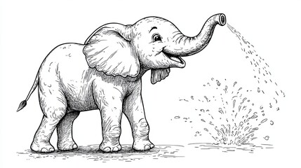 Naklejka premium Happy Elephant Coloring Page