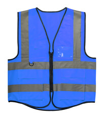 Reflective Blue safety vest for safety on duty on white background,Safety Vest Reflective shirt...