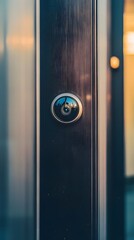 55. **A close-up of a smart security camera installed near a house's entryway, offering a detailed view of visitors.**
