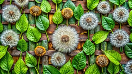 Obraz premium Urban decay's dandelion-strewn beauty: leafy patterns, winter's stark elegance, captured.