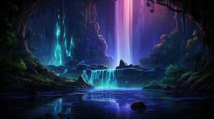 Fototapeta premium Enchanted Waterfall in a Mystical Forest