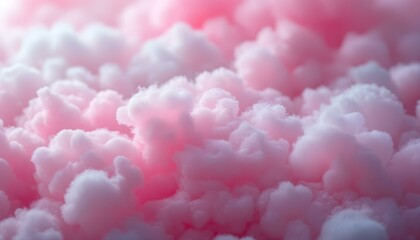 Fototapeta premium Colorful pink fluffy cotton candy background with soft colors, sweet candyfloss abstract texture, and blurred dessert elements, pink, texture, sweet. Lovely valentine concept, abstract blurred dessert