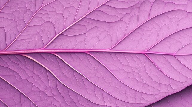 A close-up of a vibrant purple leaf, showcasing intricate vein patterns and textured surface, highlighting its natural beauty.