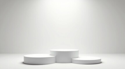 Fototapeta premium Minimalist White Podium Spotlight Studio Background