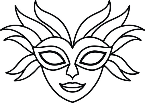recommend clip art: Carnival mask line art vector, Feather mask icon, mardi gras elements vector 
