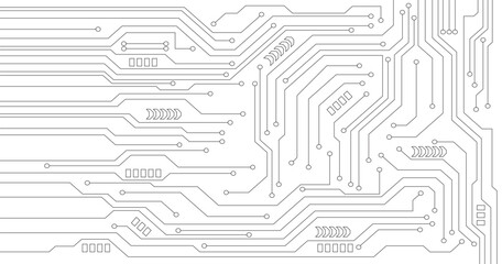 Circuit board technology background with hi-tech digital data connection system and computer electronic design.
