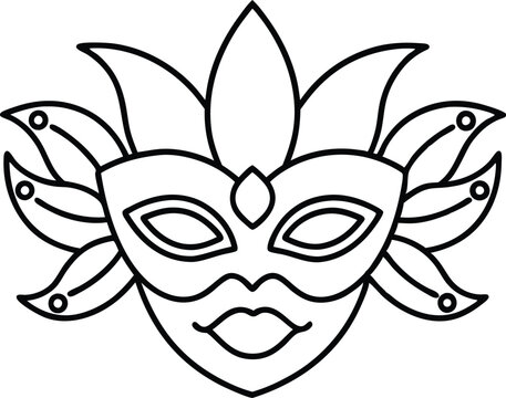 recommend clip art: Carnival mask line art vector, Feather mask icon, mardi gras elements vector 