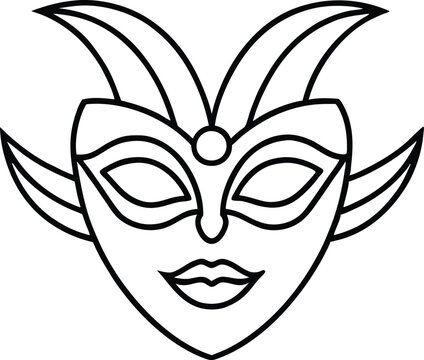 recommend clip art: Carnival mask line art vector, Feather mask icon, mardi gras elements vector 