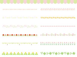 春にぴったりなかわいいラインや罫線、あしらいのイラスト素材セット