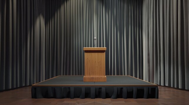 Black rectangular stage, 4 feet tall with black skirting