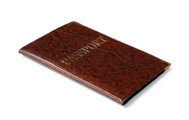 Brown passport isolated on white background