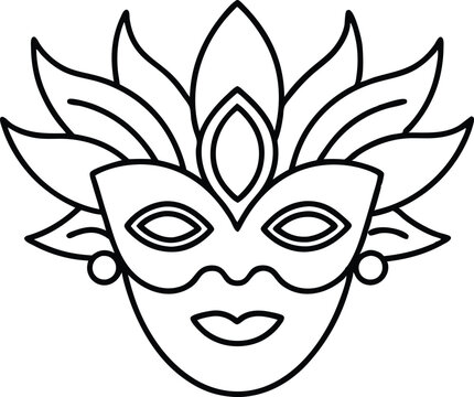 recommend clip art: Carnival mask line art vector, Feather mask icon, mardi gras elements vector 