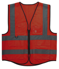 Reflective Red safety vest for safety on duty on white background,Safety Vest Reflective shirt...