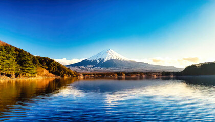 日本の富士山と湖