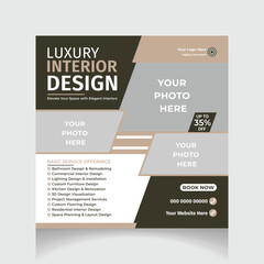  Luxury interior design social media post design template