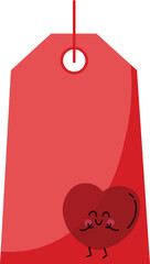 Red Tag with Cute Heart Character