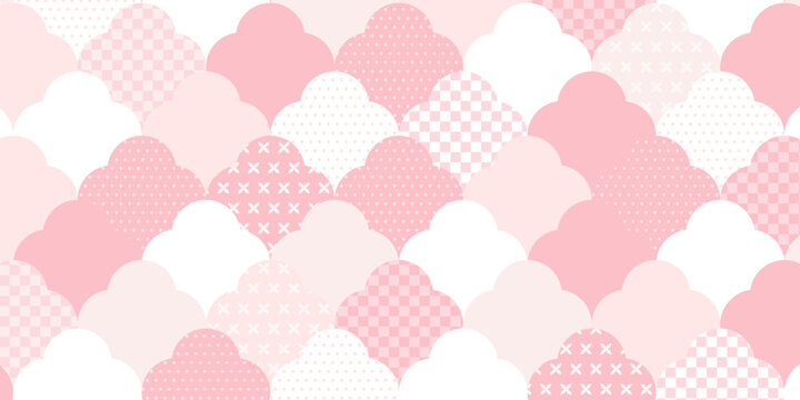 和風なパステルパターンの背景 | 桜の春デザイン ( ベクター素材 バナー )