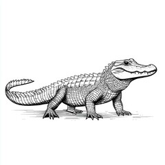Obraz premium Alligator: A Detailed Line Drawing of a Wild Reptile
