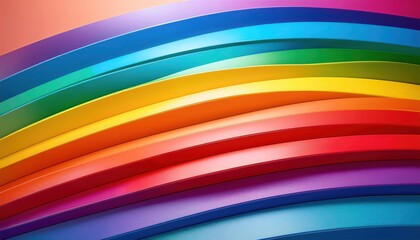 Obraz premium Fun and Colorful 3D Rainbow-Themed Background with Vibrant Hills and Shiny Arcs
