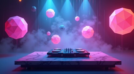 Dj day celebration vibrant night club digital art futuristic environment dynamic viewpoint