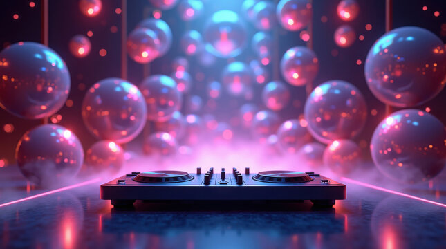 Dj day celebration nightclub atmosphere electronic dance music vibrant lighting close-up view party experience