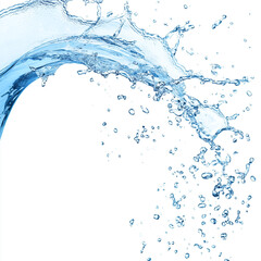 Dynamic Splash of Clear Blue Water Against a White Background