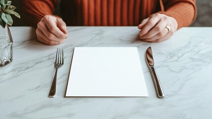 Dining experience waiting for food restaurant image of table setting indoor eye level anticipation and hunger