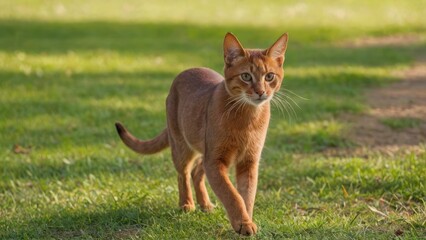 Obraz premium Sorrel abyssinian cat in the park