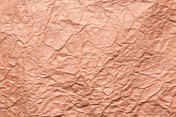 Texture of brown crumpled paper, closeup