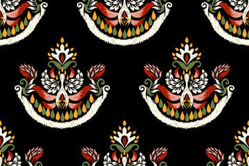 Ikat floral seamless pattern	