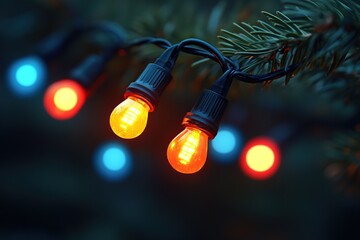 Lights on tree for decoration in dark background