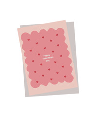Simple Valentines Day card set with envelope. Flat vector hearts hand drawn doodle. Simple, minimalistic, holiday card.